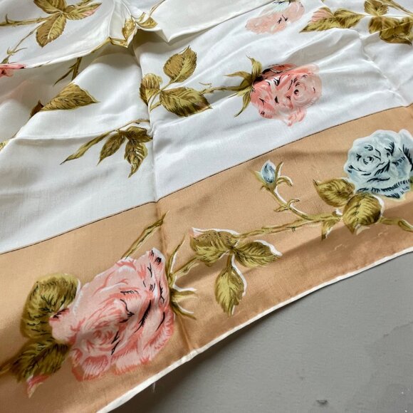 Vintage Rose Print Square Scarf Lightweight Boho Hippie Neck Wrap Bandana - Picture 4 of 4